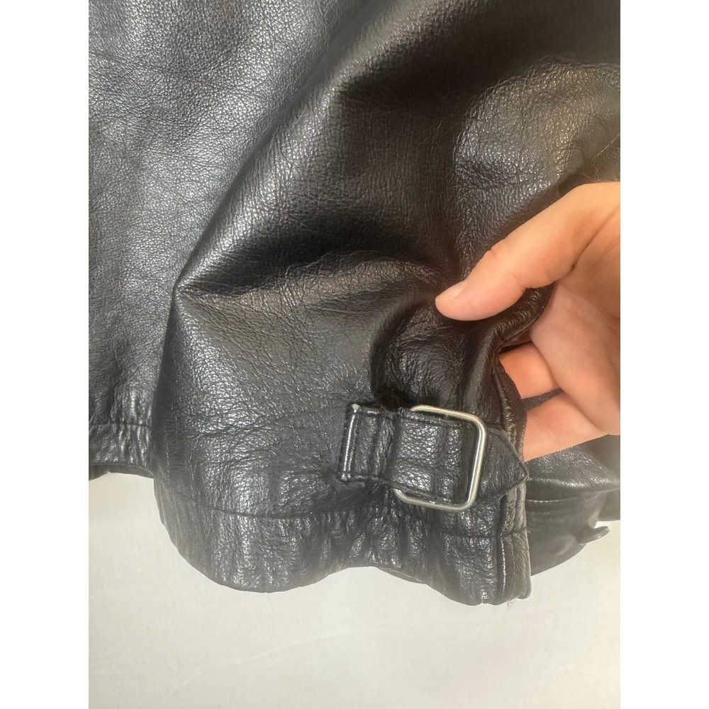 Vintage 90s Gap Mens XL Black Genuine Leather Jacket Quilted Lined Bomber - Picture 6 of 15